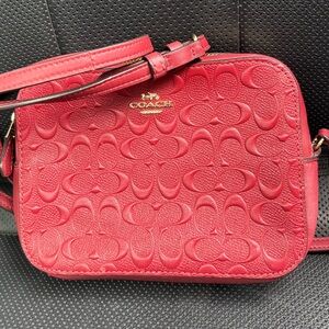 Coach Red Floral Embossed Crossbody Bag